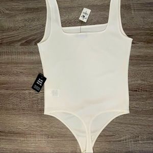 Express • Cream square neck thong bodysuit • size xsmall